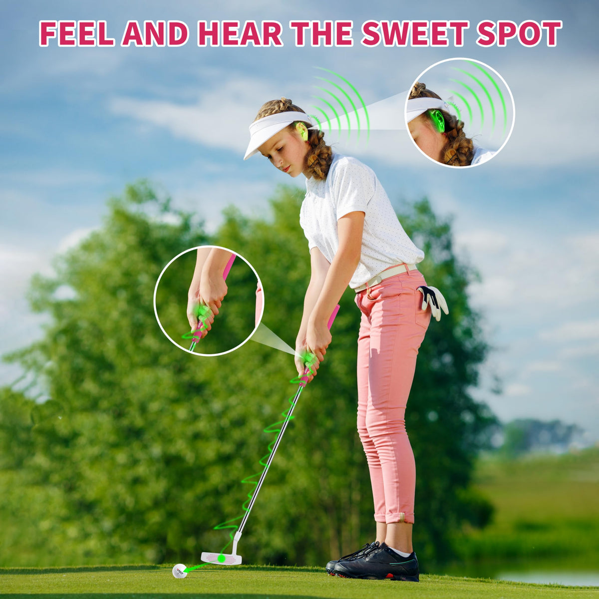 PGM colorful junior putter design adds fun and motivation on the green.