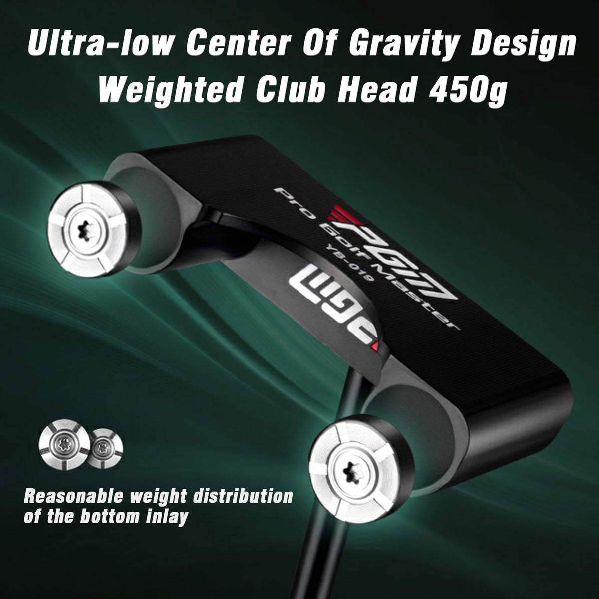 PGM Weighted Putter graphite shaft keeps weight light and controllable.