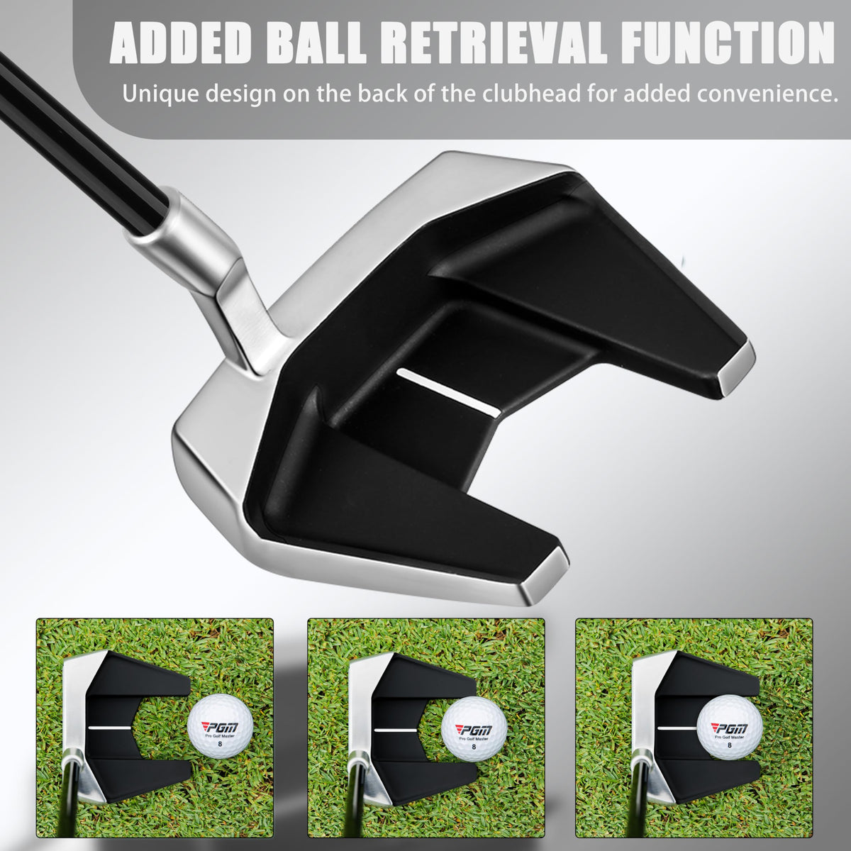 PGM white alignment line helps aim squarely on every putt.