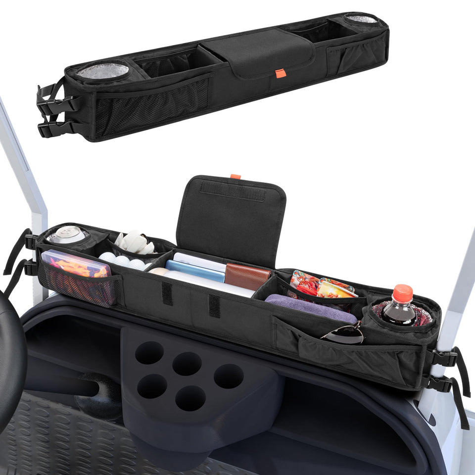 PGmoon golf cart front storage basket for organized essentials on the course