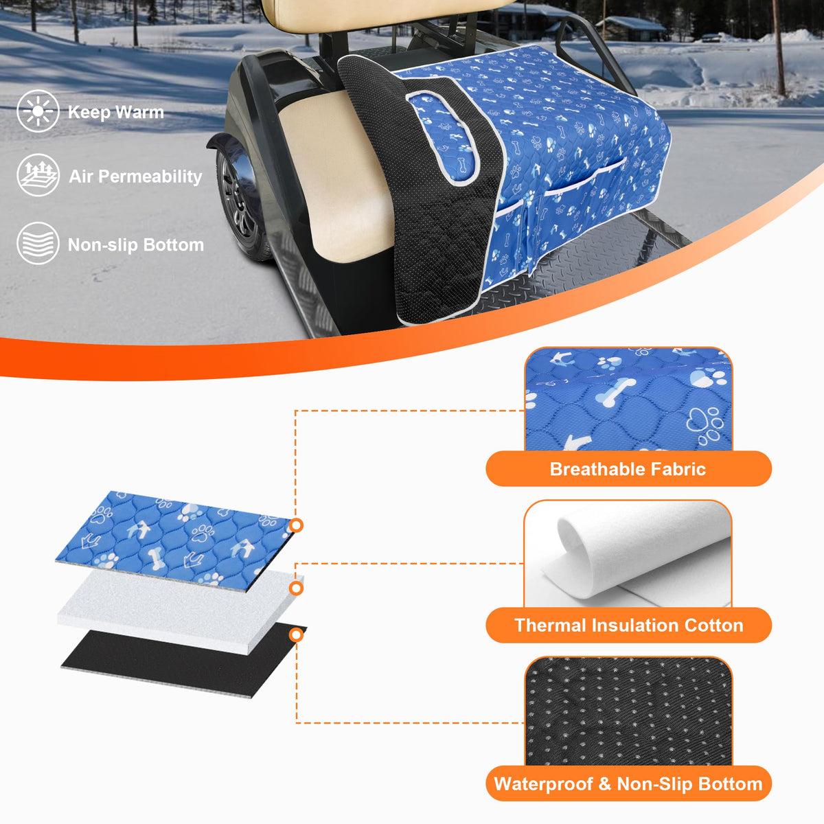 PGmoon seat blanket with front pockets keeps essentials accessible.