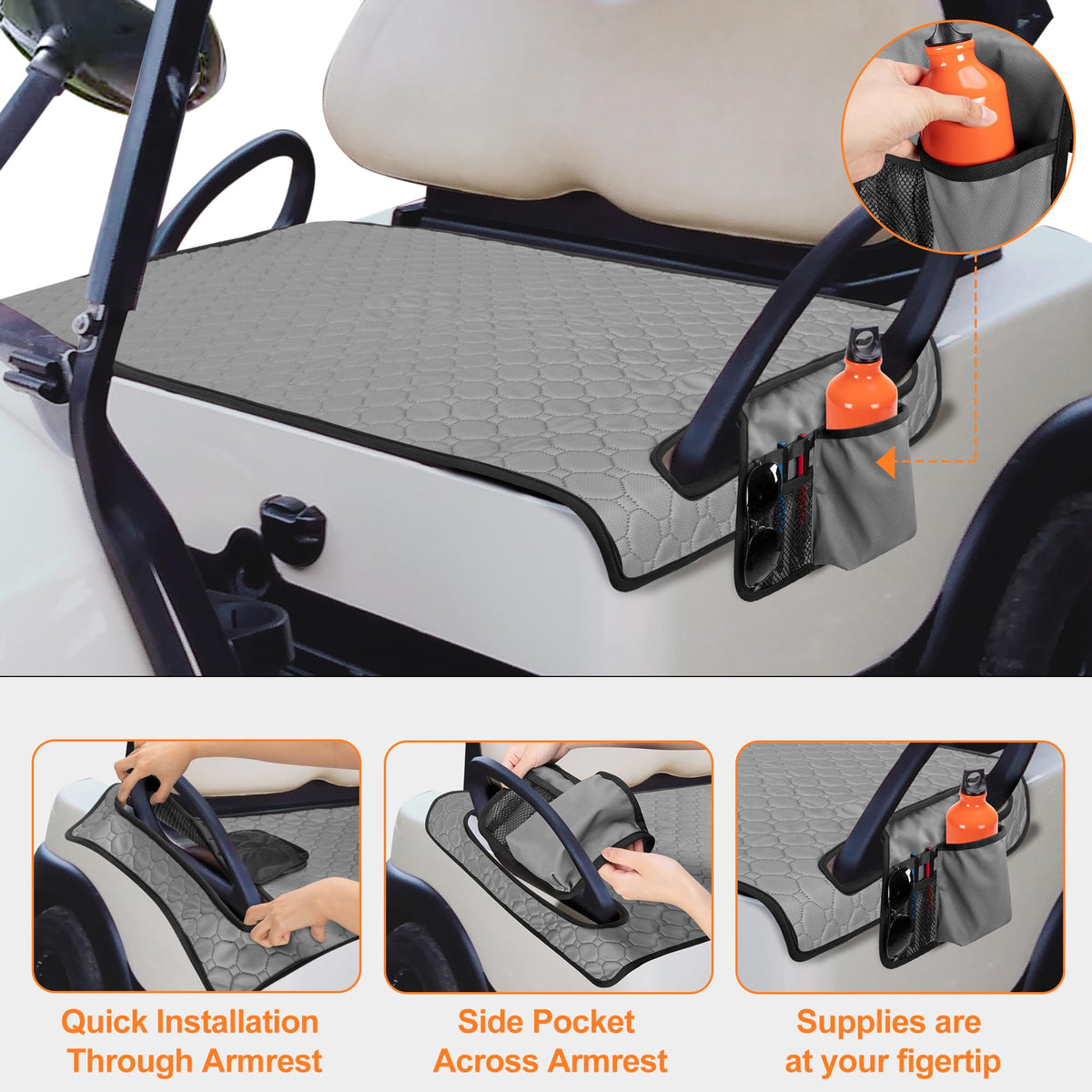 PGmoon blanket includes soft cushioned layer for comfortable seating during long golf outings.