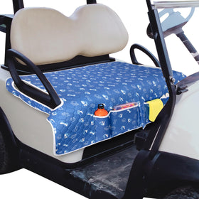 PGmoon universal fit seat blanket covers most golf carts securely.