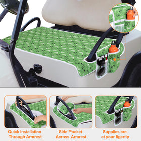 PGmoon golf cart seat cover features non-slip bottom to stay in place.