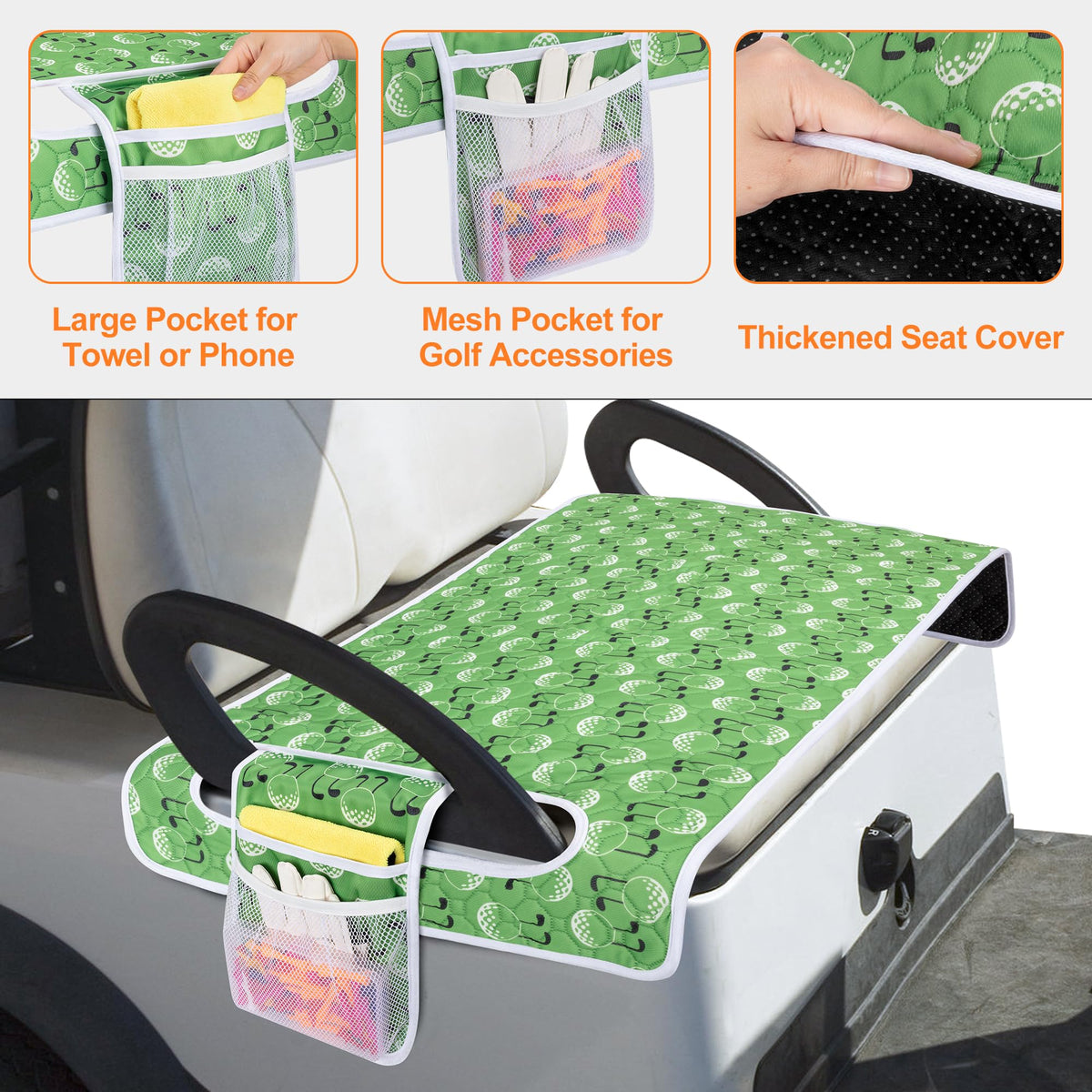 PGmoon universal-fit design for EZGO, Club Car, Yamaha carts.