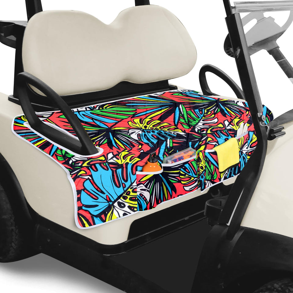 PGmoon universal-fit golf cart seat cover on EZGO models protects upholstery
