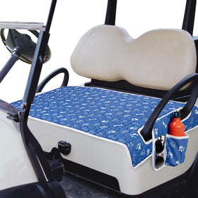 PGmoon golf cart seat covers on EZGO cart protecting seats from wear and spills