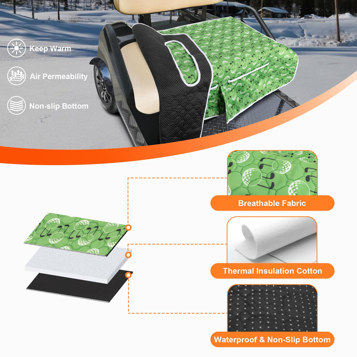 PGmoon universal-fit seat cover on EZGO, Yamaha, and Club Car