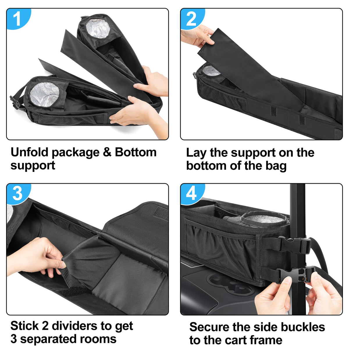 PGmoon middle compartment lid prevents items from spilling during rides