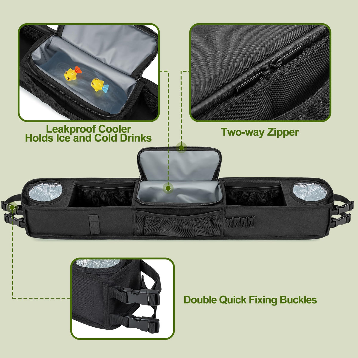 PGmoon side insulated cup holders keep drinks secure during play.