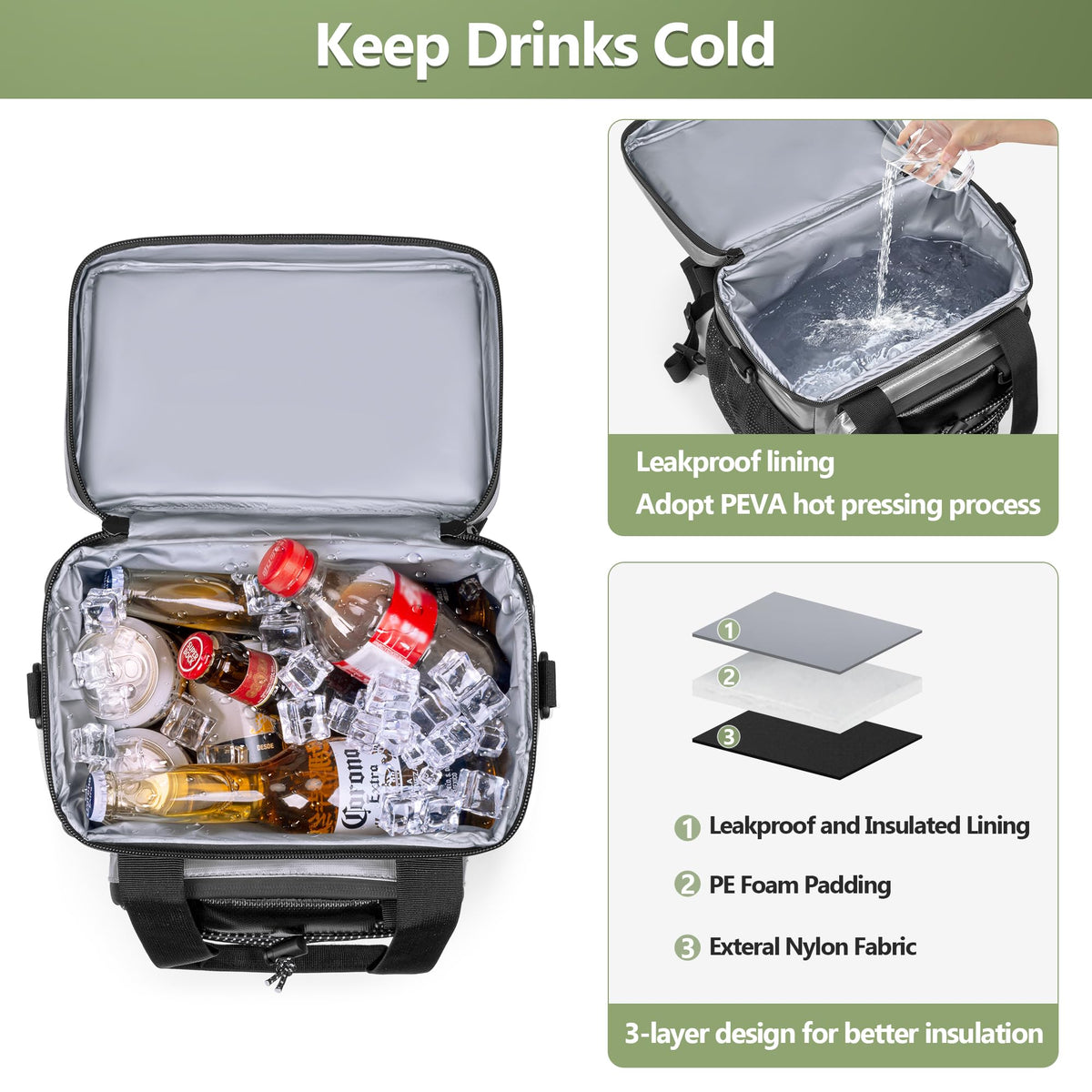 PGmoon soft cooler bag side pocket highlights organized storage during play