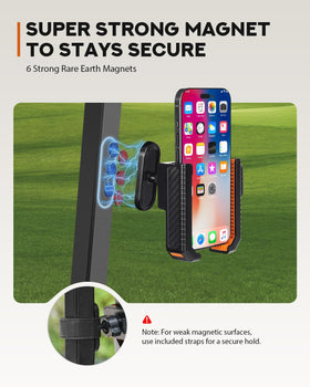 PHCOHIDO secure magnetic hold with safety strap keeps your phone steady.