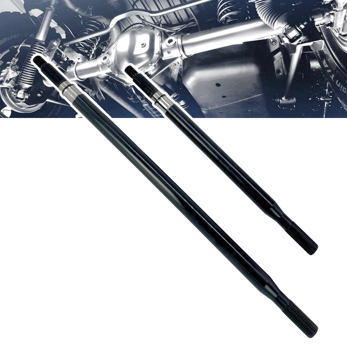 Phoddar black rear axle shaft set minimizes vibration for a smoother ride.