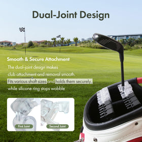 Pickclub protective clips prevent scratches and rubbing on clubs.