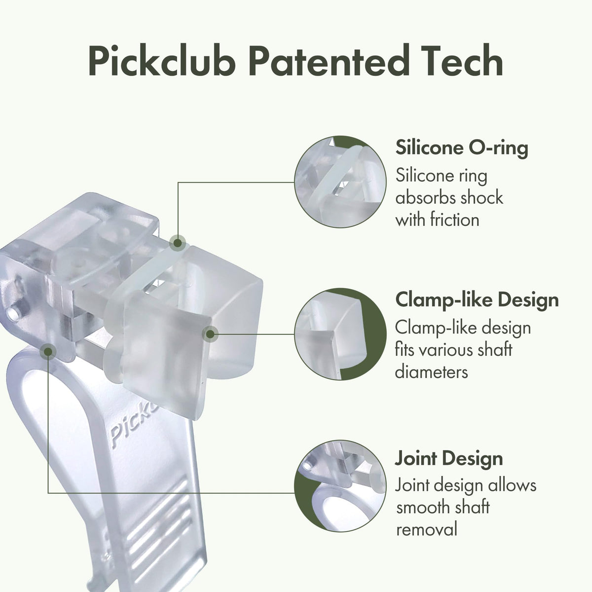 Pickclub secure-fit design keeps clubs in place during travel.