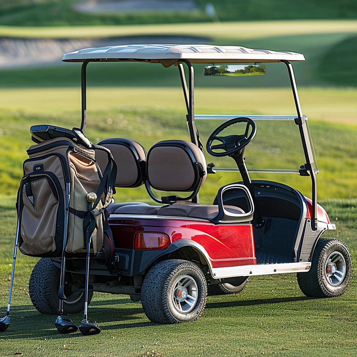 Enhances rear awareness during golf cart rides