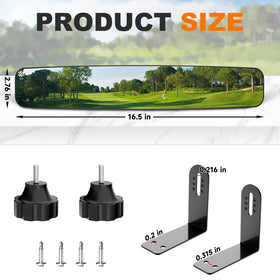 Wide 16.5 inch mirror offers distortion-free rear visibility on carts