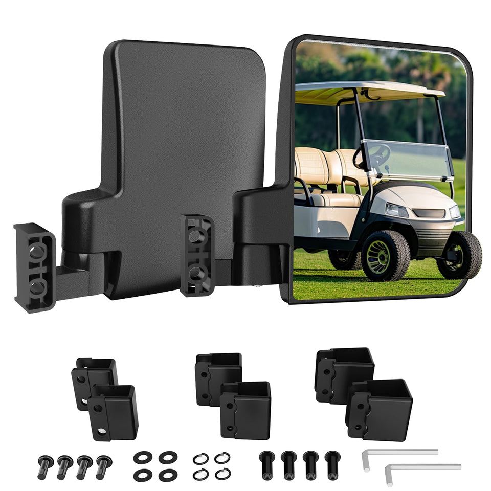 Piclafe no drill golf cart side mirror front view improves wide rear visibility.