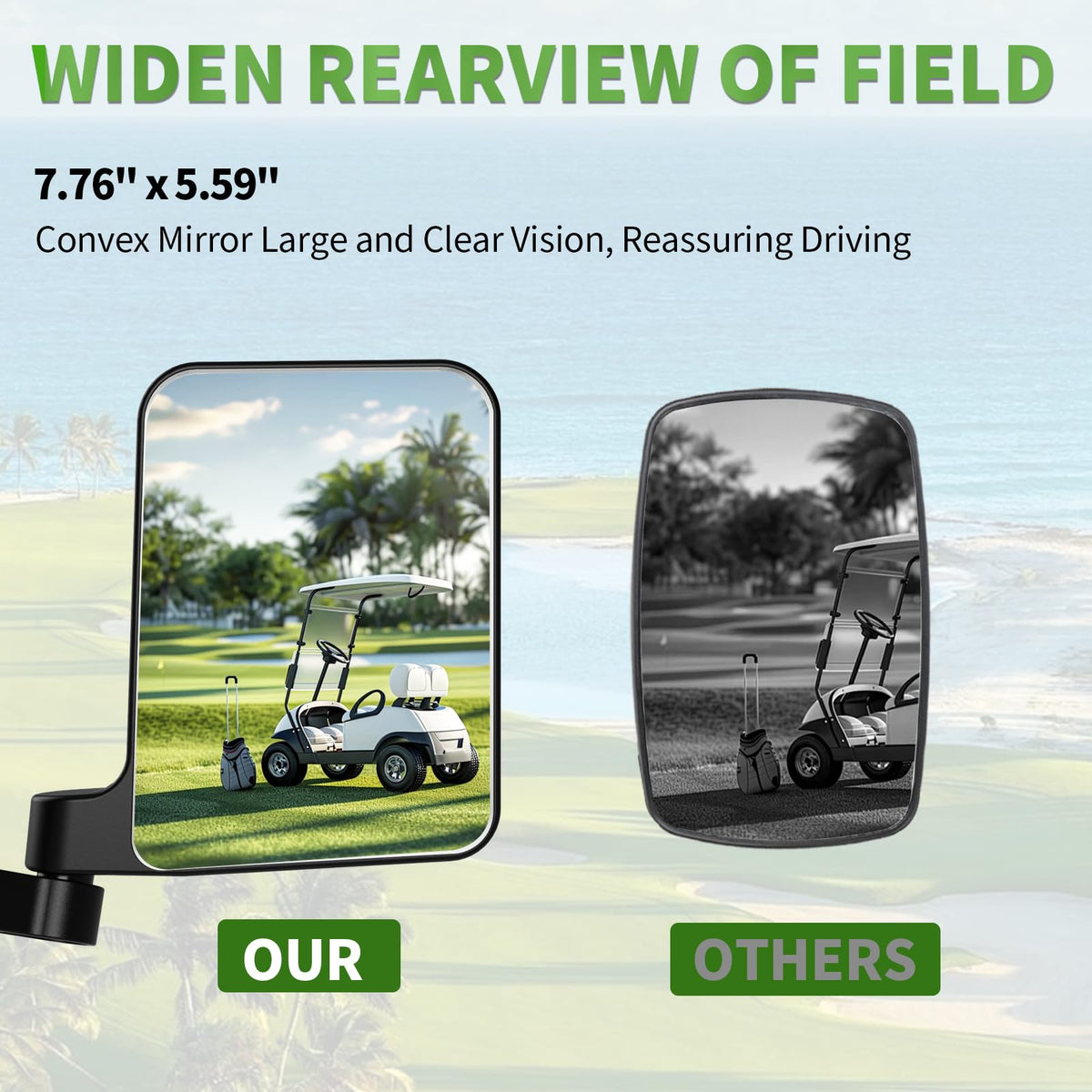 Piclafe wide convex glass delivering clear, distortion-free rear images