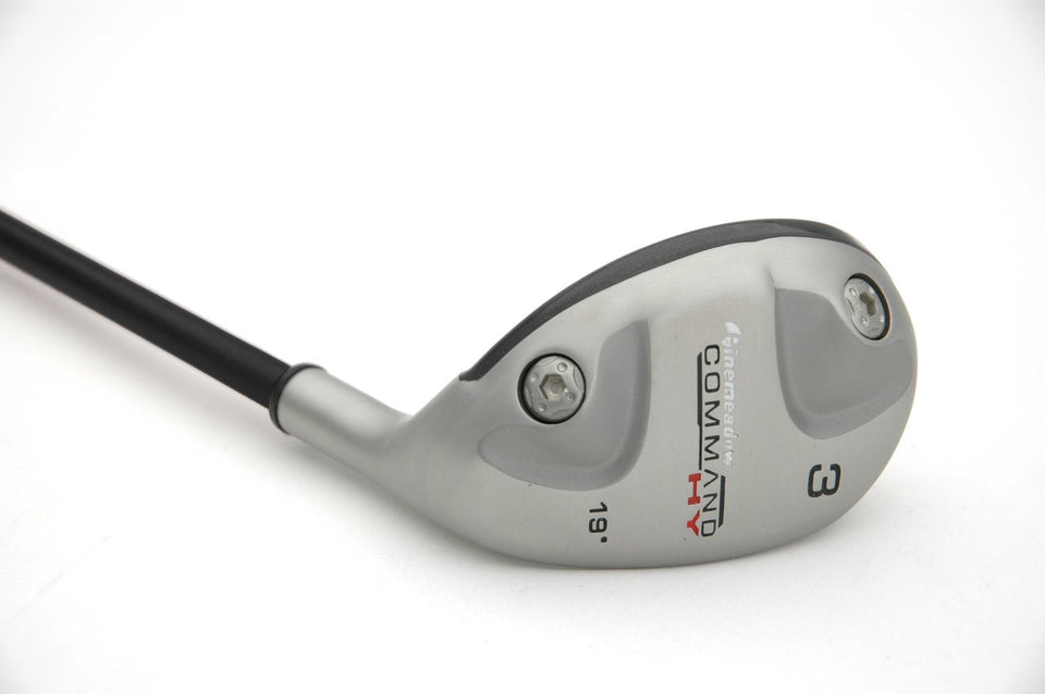 Pinemeadow Command 3 Hybrid left-handed 19-degree profile supports versatile long-game shots.