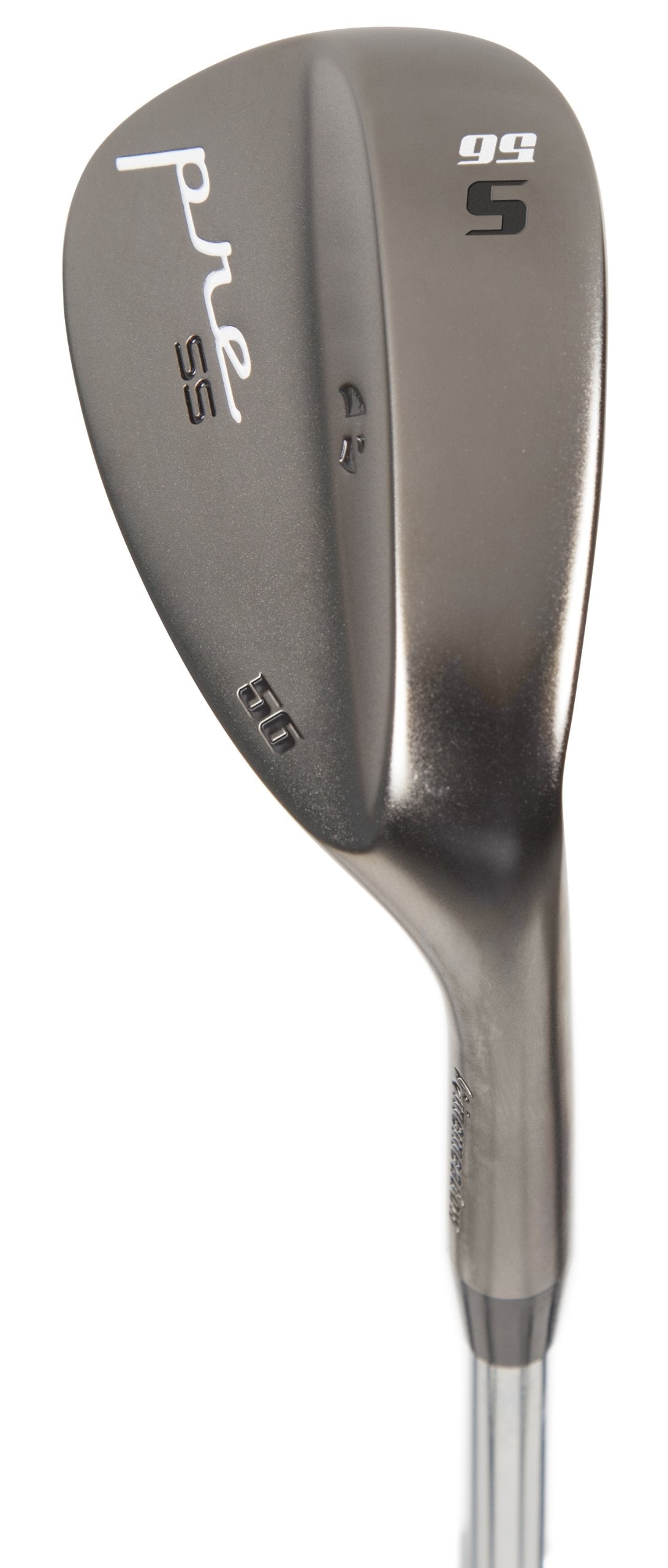 Pinemeadow Golf Men's Pre Nickel Wedge sole detail highlighting wide sole for stable turf contact.
