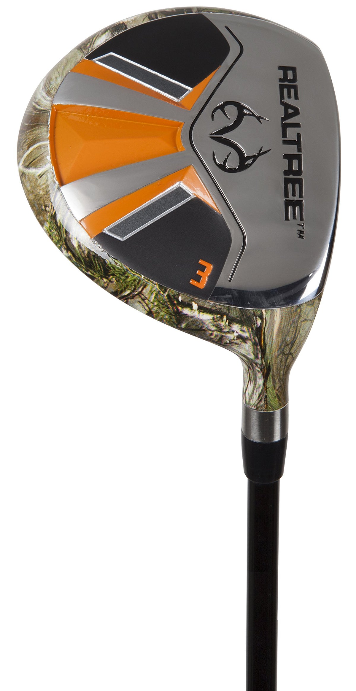 Pinemeadow Golf Realtree Xtra 3 Wood graphite shaft enhances feel.