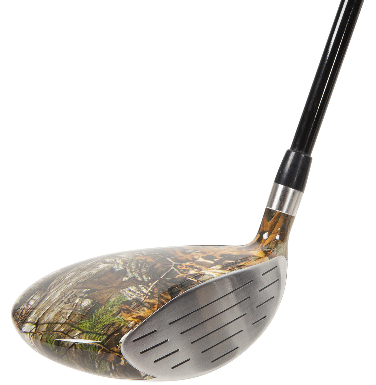 Pinemeadow Golf Realtree Xtra 3 Wood sole design improves turf interaction.