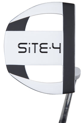 Pinemeadow Golf Site 4 Putter face closeup shows balanced contact area.