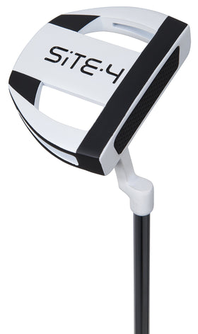 Pinemeadow Golf Site 4 Putter top view emphasizes compact footprint for setup.