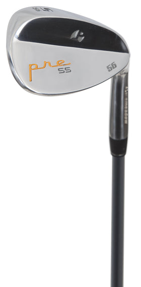 Pinemeadow Golf wedge face close-up shows wide sole design for forgiveness