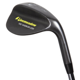 Pinemeadow MB Wedge 52° left with dark tumble finish for sleek look and forgiveness.