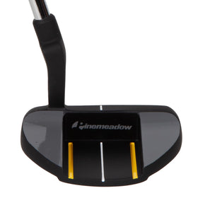 Pinemeadow PGX MB6 putter on green showing confident alignment.