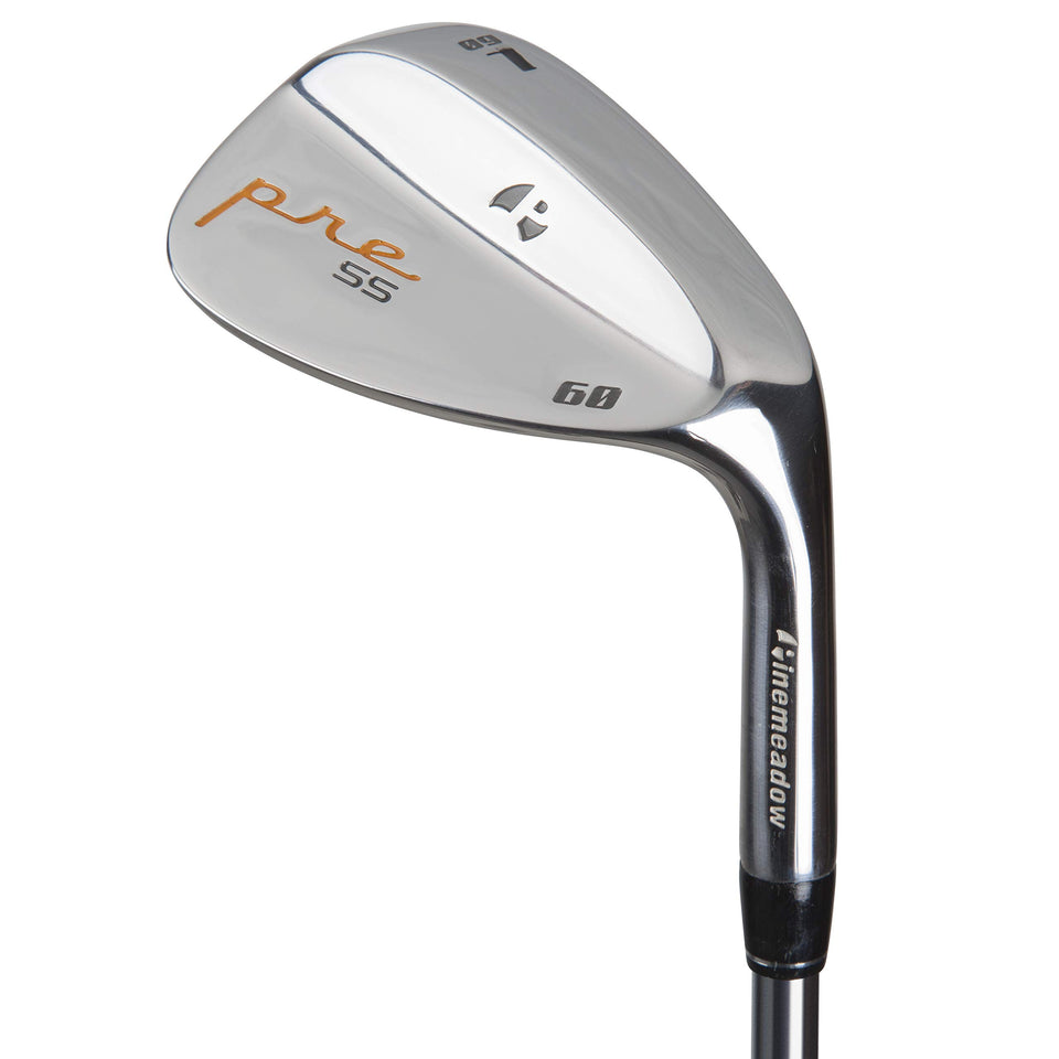 Pinemeadow Pre Wedge close-up of steel head showing big grooves for forgiveness.