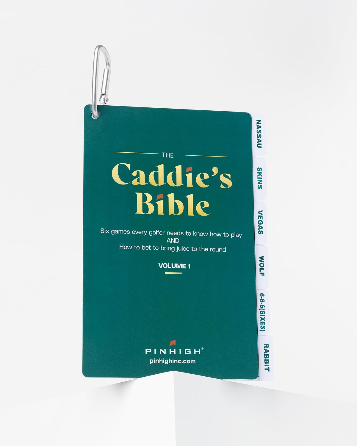 Pinhigh The Caddie's Bible requires no apps; flip and play on the course.