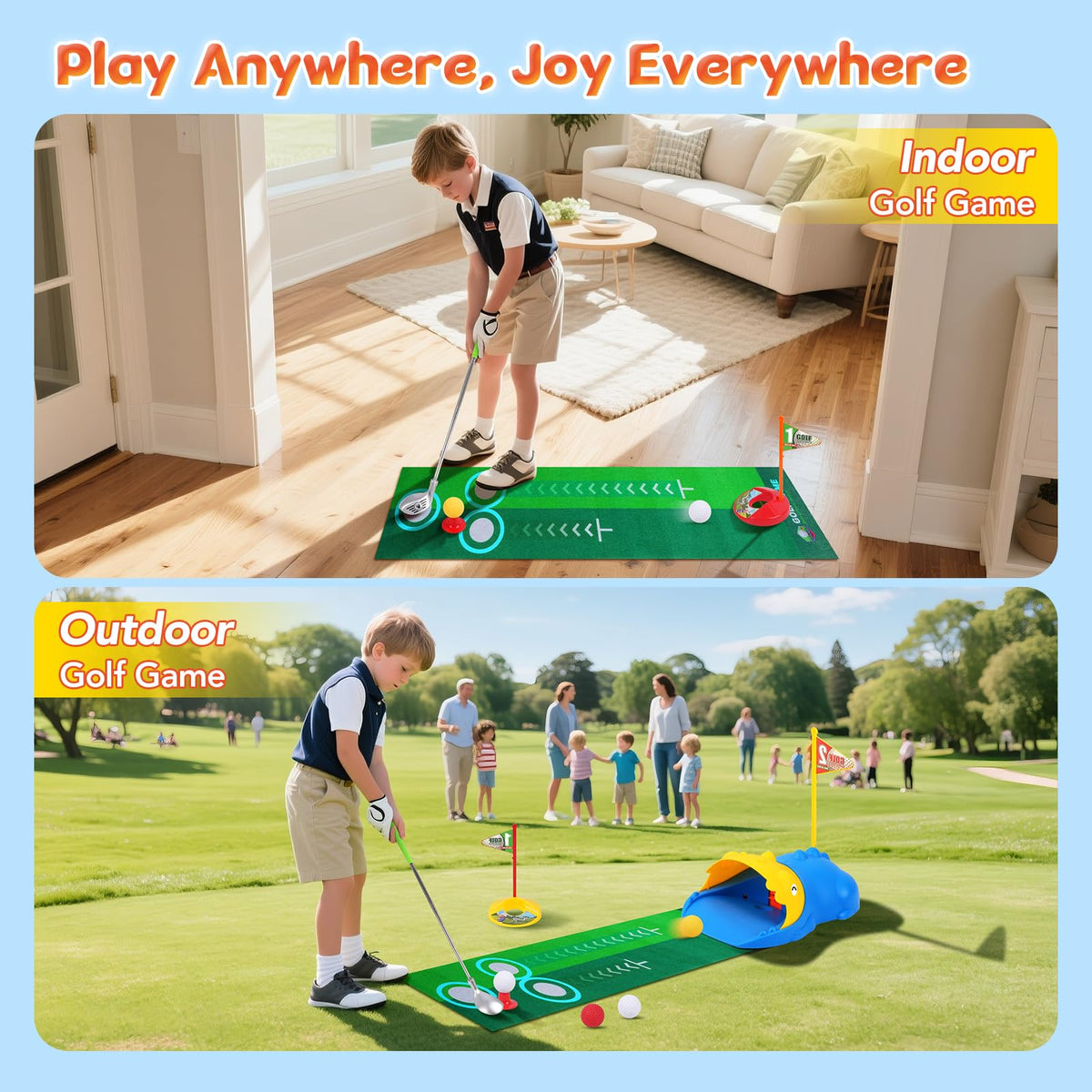 Pinkpeach toddler golf clubs are lightweight for little hands.