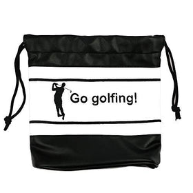 PINMEI PU drawstring pouch open for easy access on course