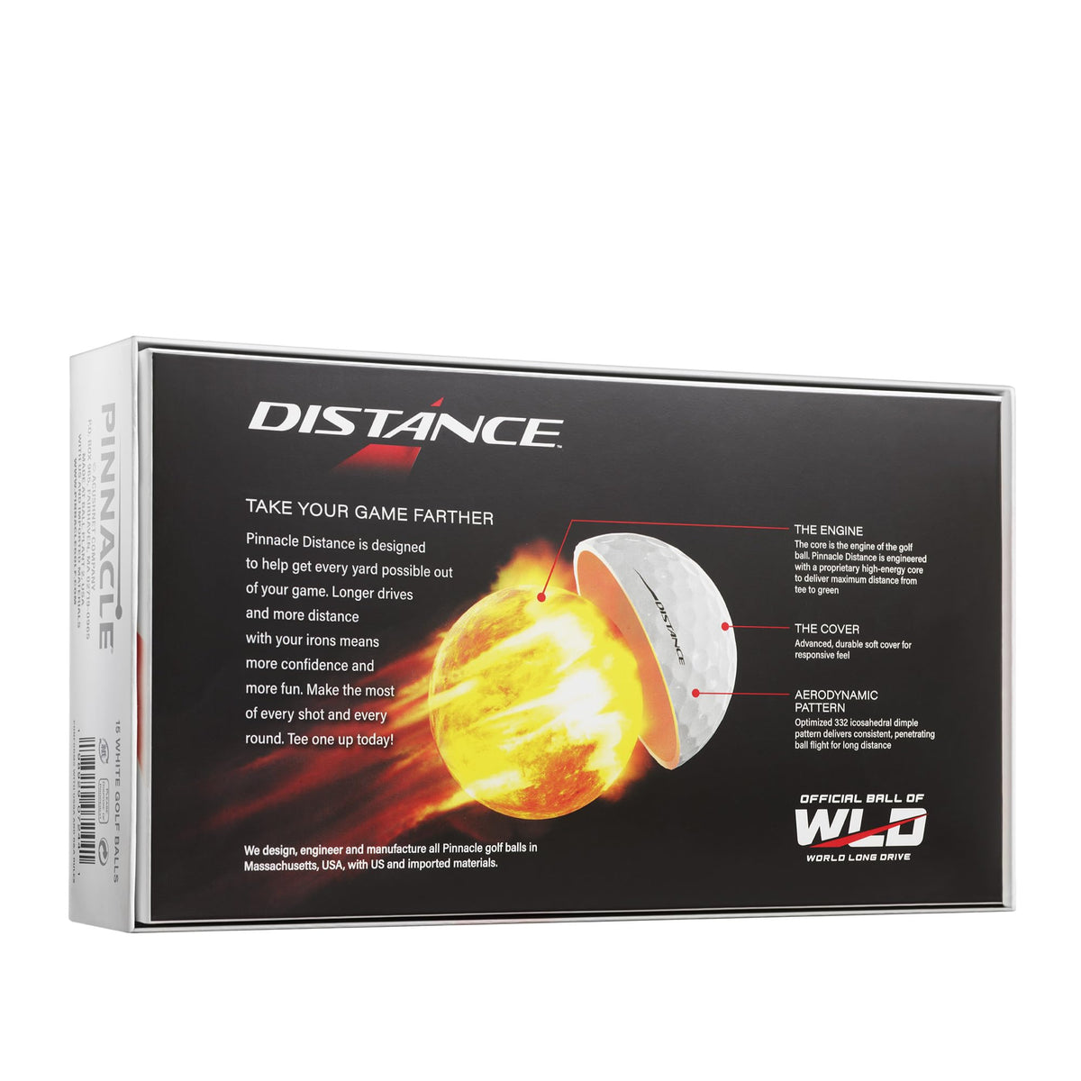 Pinnacle Distance White 15-Ball wind-stable flight in variable conditions.