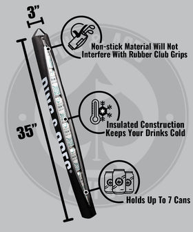 Pins & Aces Golf Co. cooler sleeve with full zipper offers quick on-course access.