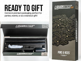 Pins & Aces LiquorStick 3.0: ground stake included for outdoor use.
