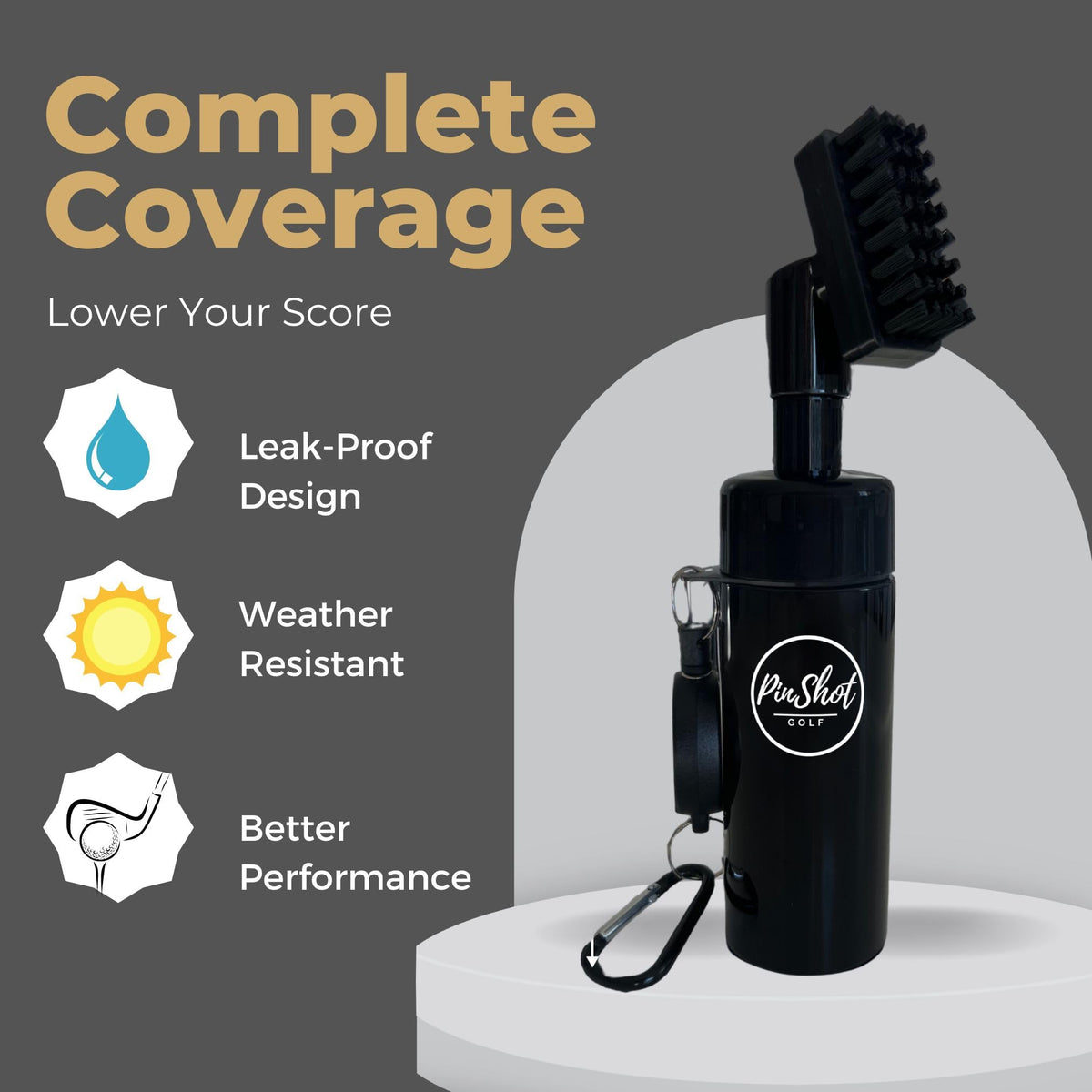 Pinshot Golf cleaner compact portable design for easy carry.