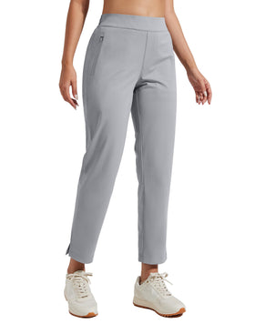 Pioneer Camp women's golf pants with zip pockets, front view showing secure storage on course
