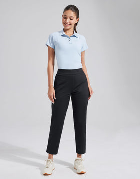 Pioneer Camp women's golf pants with zip pockets securely holding essentials during rounds.