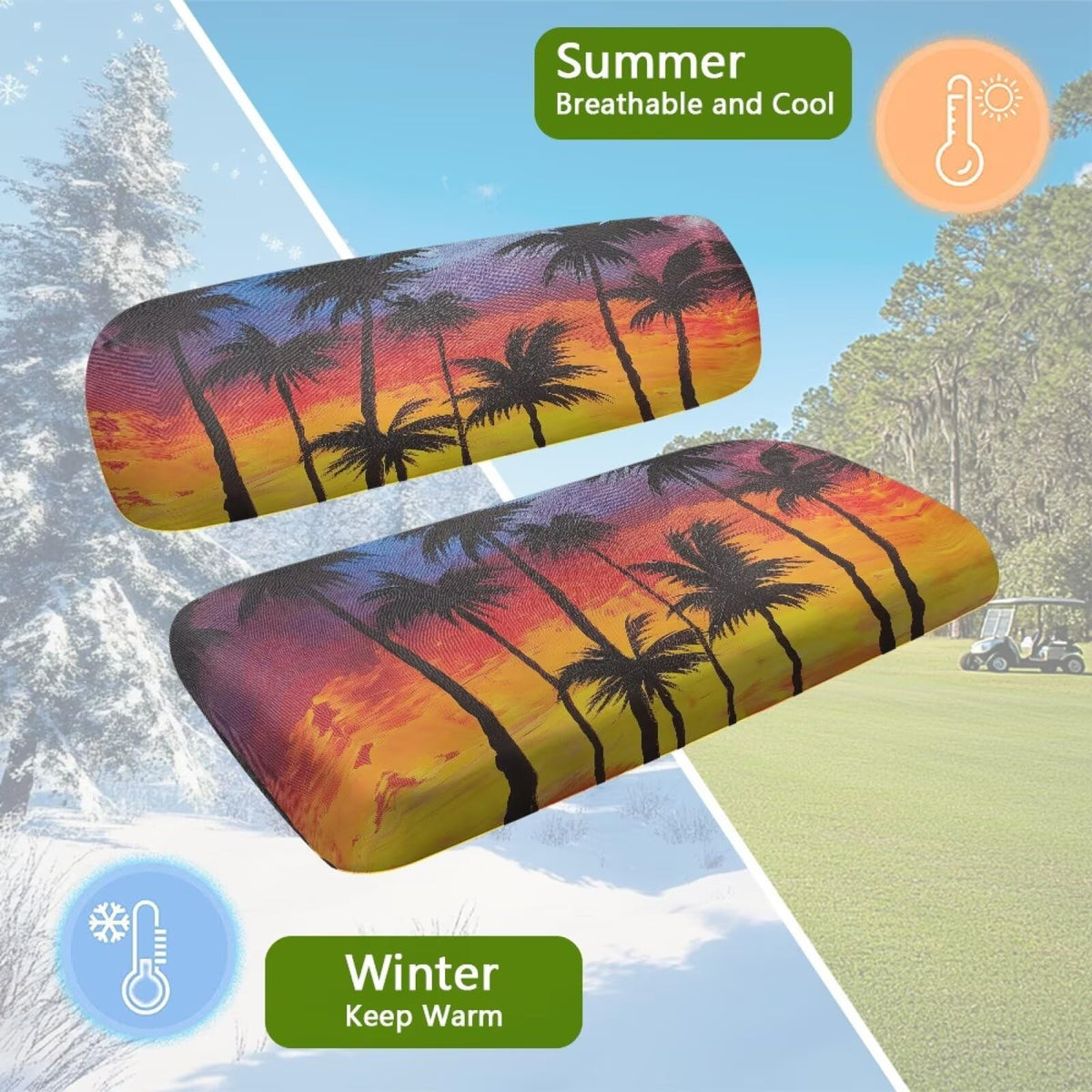 Pirexcny Sunset Coconut two-person seats suit shared golf carts.