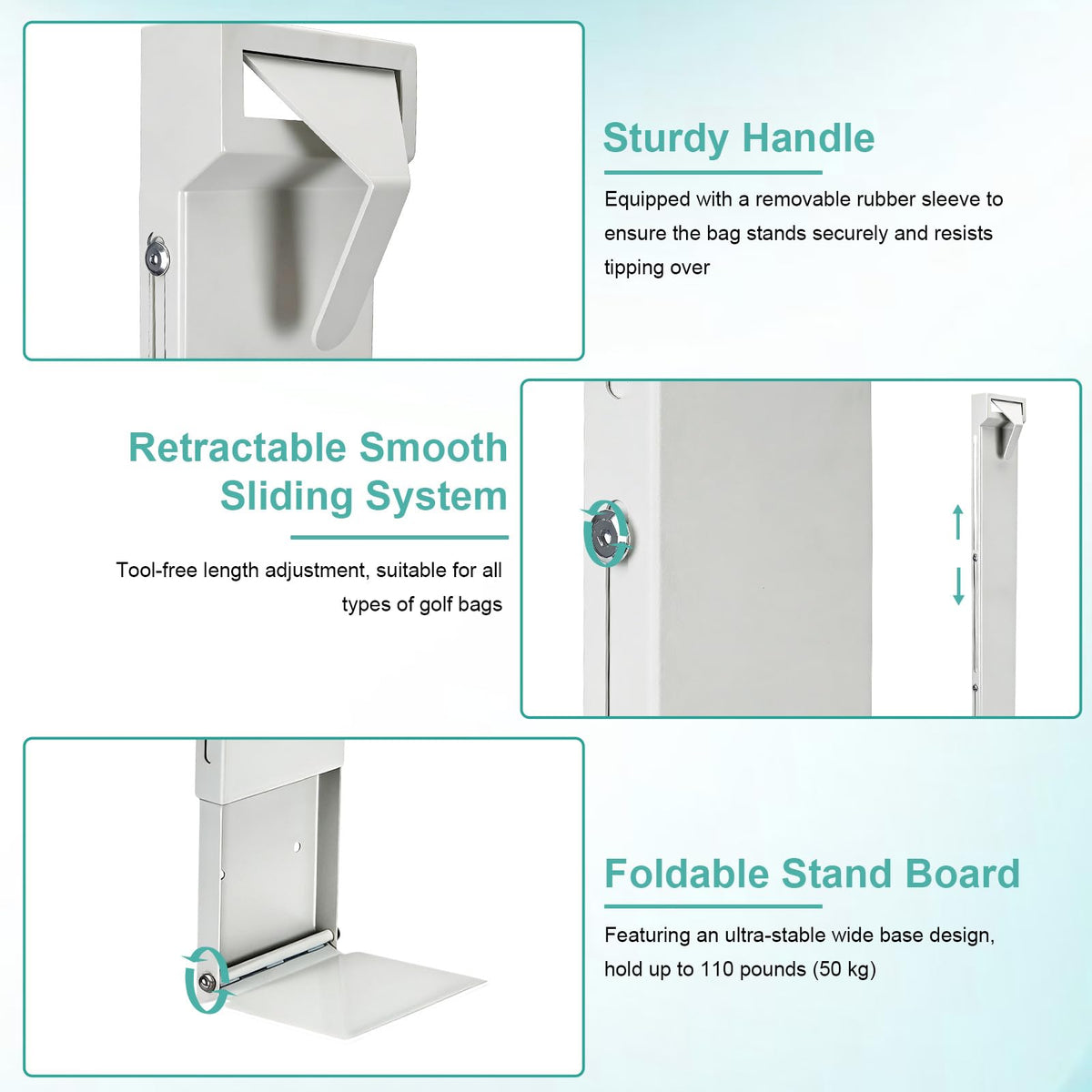 PIRXXIY universal-fit bag holder accommodating bags taller than 31 inches.