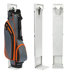 PIRXXIY wall-mount golf bag holder securing a single bag in a garage setup.
