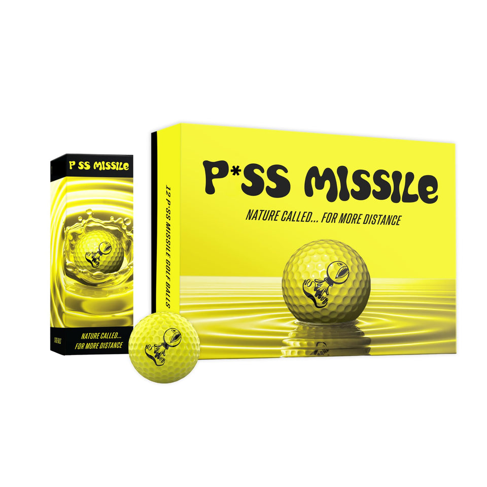 Piss Missile distance ball yellow top view highlights visibility and yardage potential