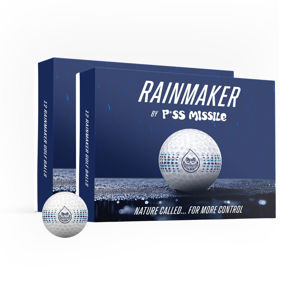 Piss Missile Rainmaker three-piece ball construction shown for versatile shot shaping