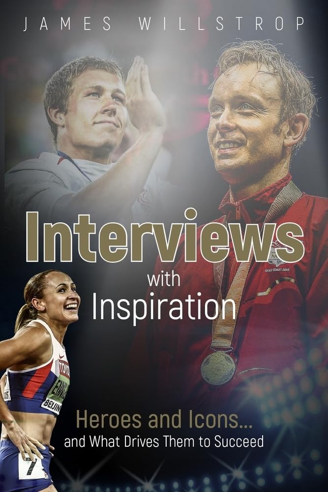 Pitch Publishing Ltd – Interviews with Inspiration cover featuring sports icons for motivation and thoughtful insights.