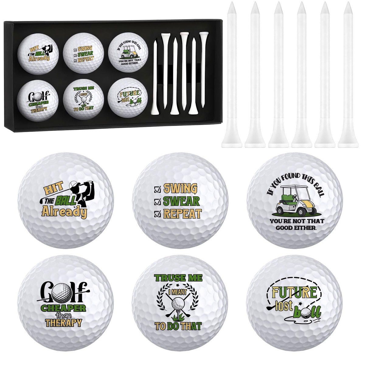 PIUFAM funny golf balls in gift box, ideal for gifting and on-course fun