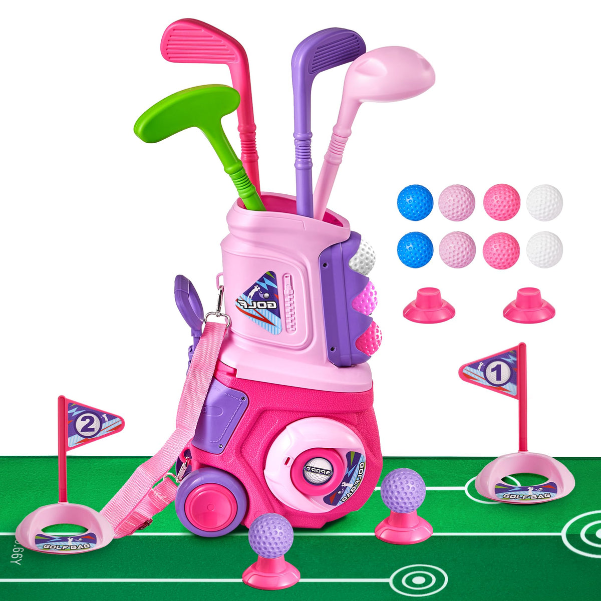 PJG toddler golf cart pink ready for outdoor play and easy transport
